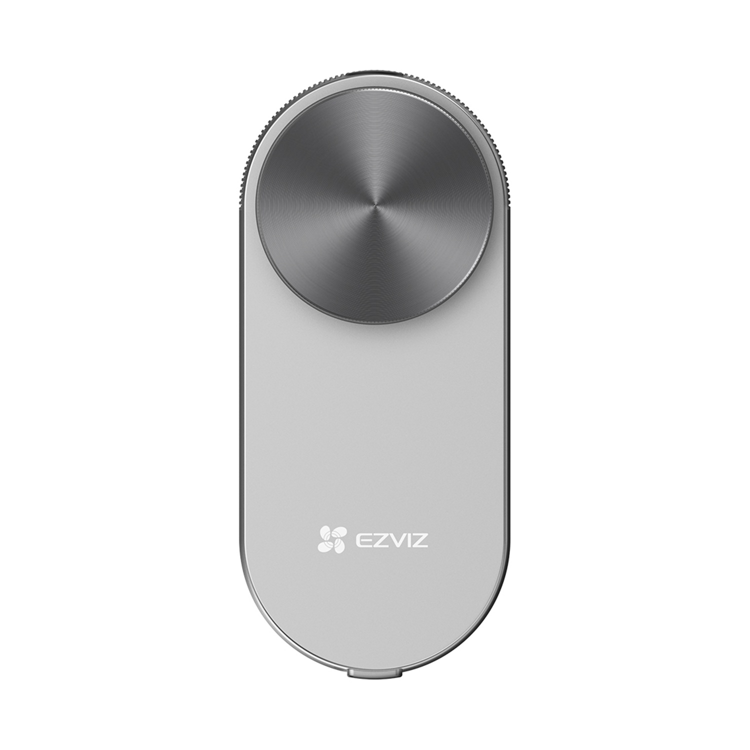 Vista dall'alto di un dispositivo per la casa intelligente EZVIZ bianco e argento.
