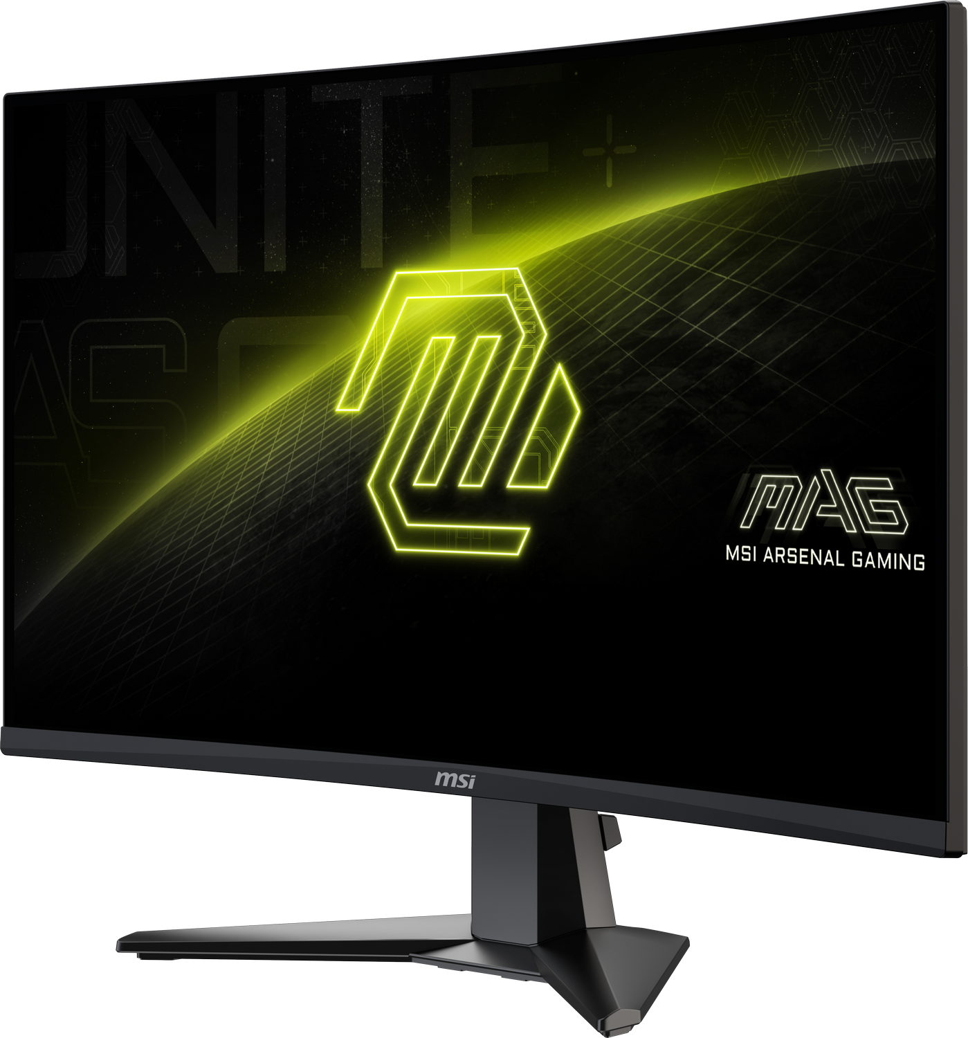 Un monitor de computadora que muestra un logotipo de juego amarillo neón sobre un fondo negro.