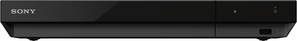 Ein schwarzer Sony Blu-ray-Player mit schlankem Design.