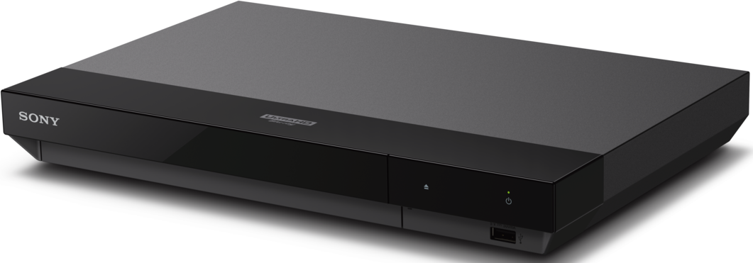 Schwarzer Sony Blu-ray-Player. Die Oberseite ist dunkelgrau. Das Sony-Logo ist sichtbar.
