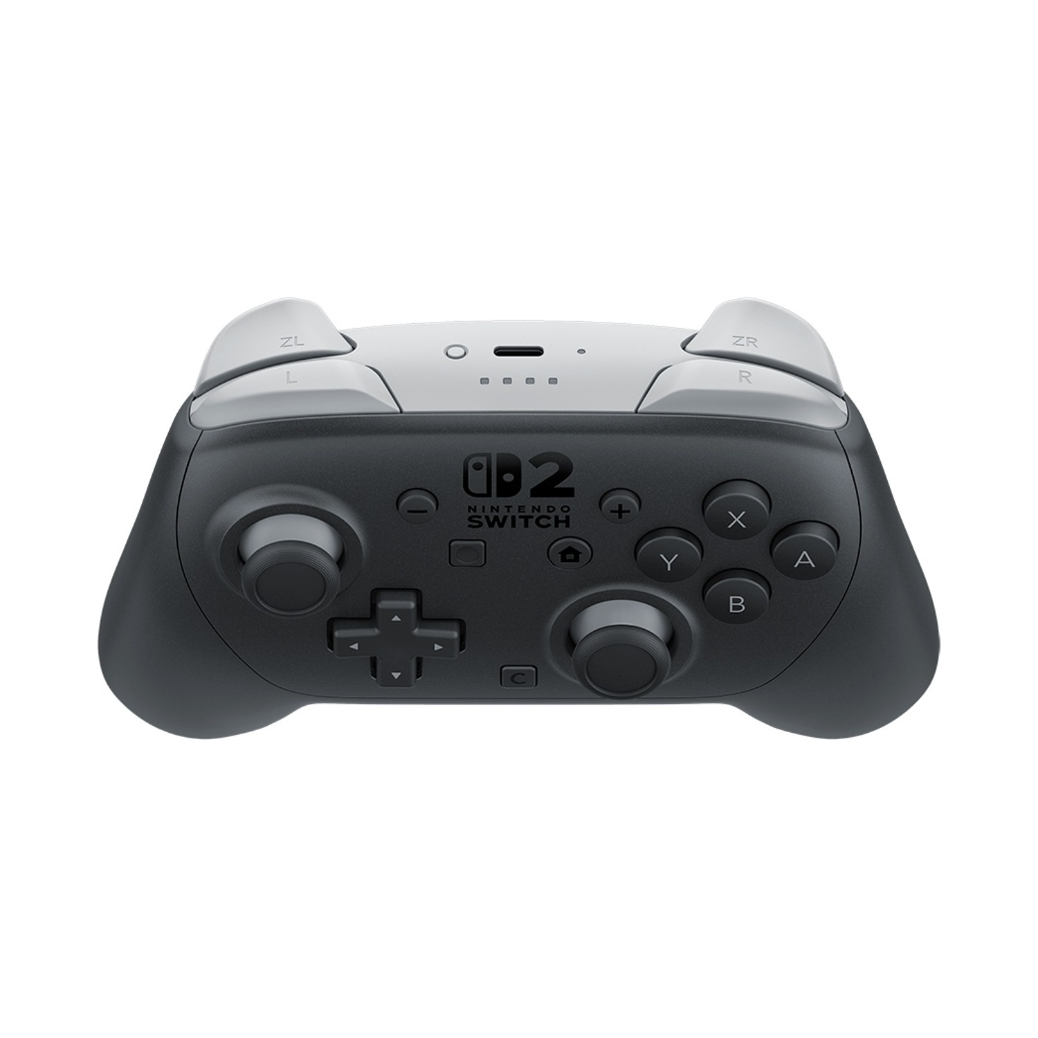 Controller Nintendo Switch nero e grigio. Pulsanti: ZL, ZR, L, R, +,-, A, B, X, Y e D-pad.