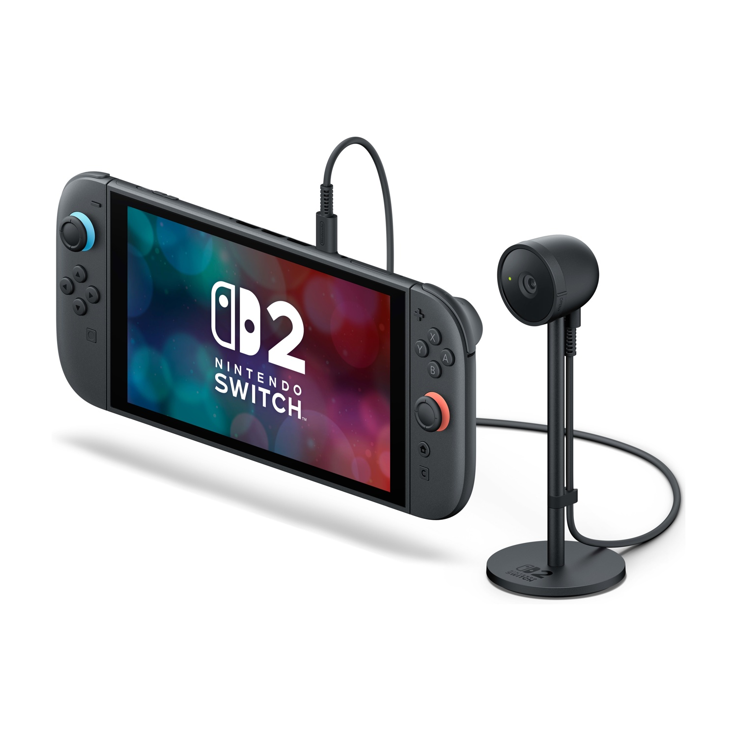 Una Nintendo Switch con una fotocamera collegata.