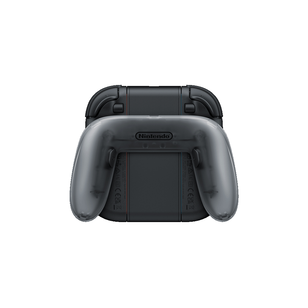 Nintendo Switch Controller mit einer transparenten Abdeckung in der Mitte. Schwarze Farbe.