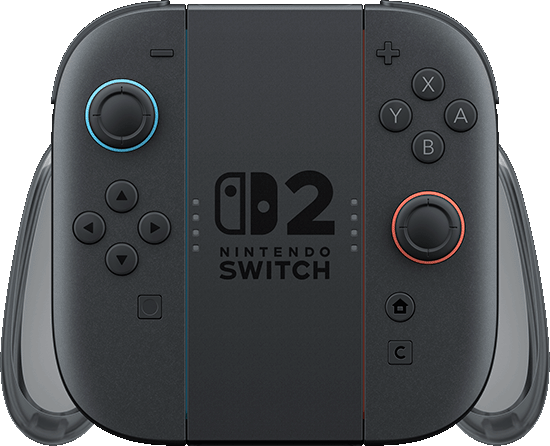 Controller Nintendo Switch nero con pulsanti e joystick. 'Nintendo Switch' e '2' sono stampati.