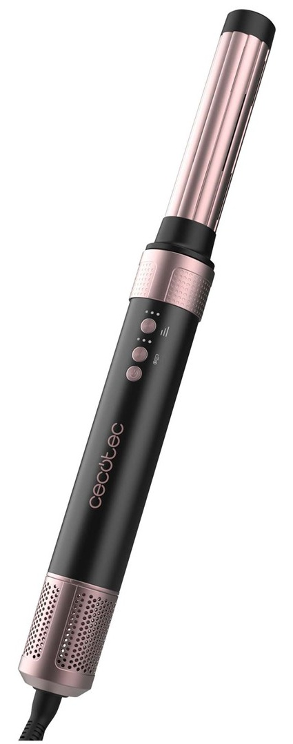 Prostownica, czarna i różowo-złota, na białym tle.