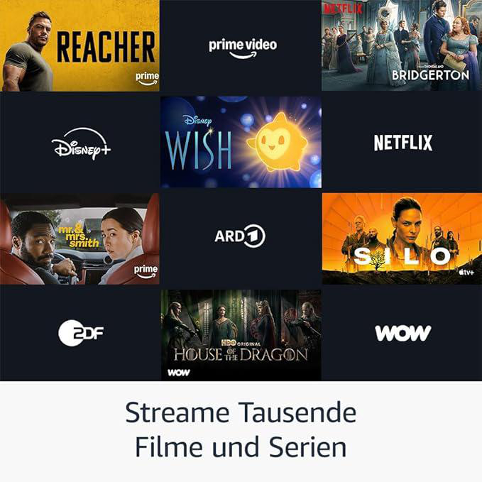 Eine Collage von Logos verschiedener Streaming-Dienste wie Netflix, Disney+, Prime Video und andere.