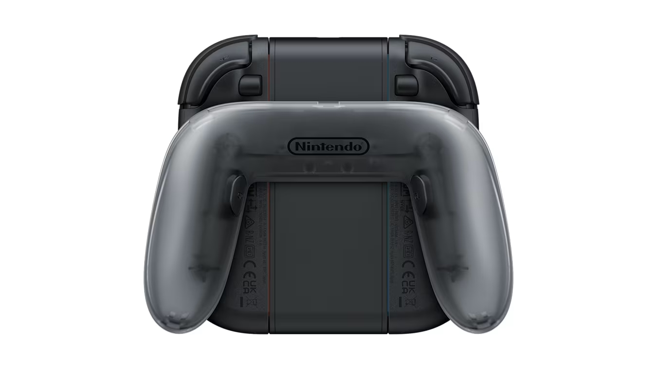 Dos mandos Joy-Con de Nintendo Switch conectados a un agarre, sobre fondo blanco.