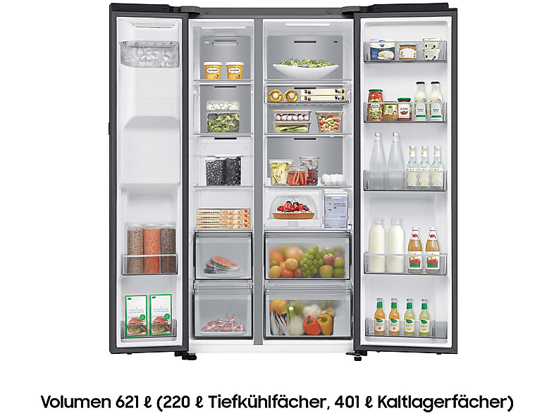 SAMSUNG RS90F65EDFEF RS94F Side-by-Side (621 l, D, 1784 mm hoch, Premium Black Steel)