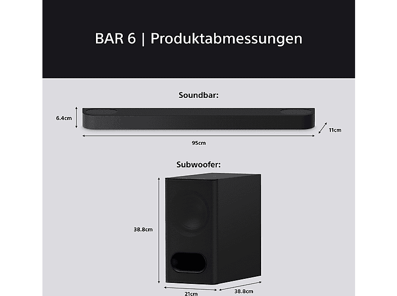 Sony Bravia Theatre Bar 6 mit Subwoofer - 3.1.2-Kanal-Surround Sound, Dolby Atmos, DTS:X, AI Voice Zoom 3 (über Bravia TV), DSee für Musik; Soundbar — Foto 4 von 5