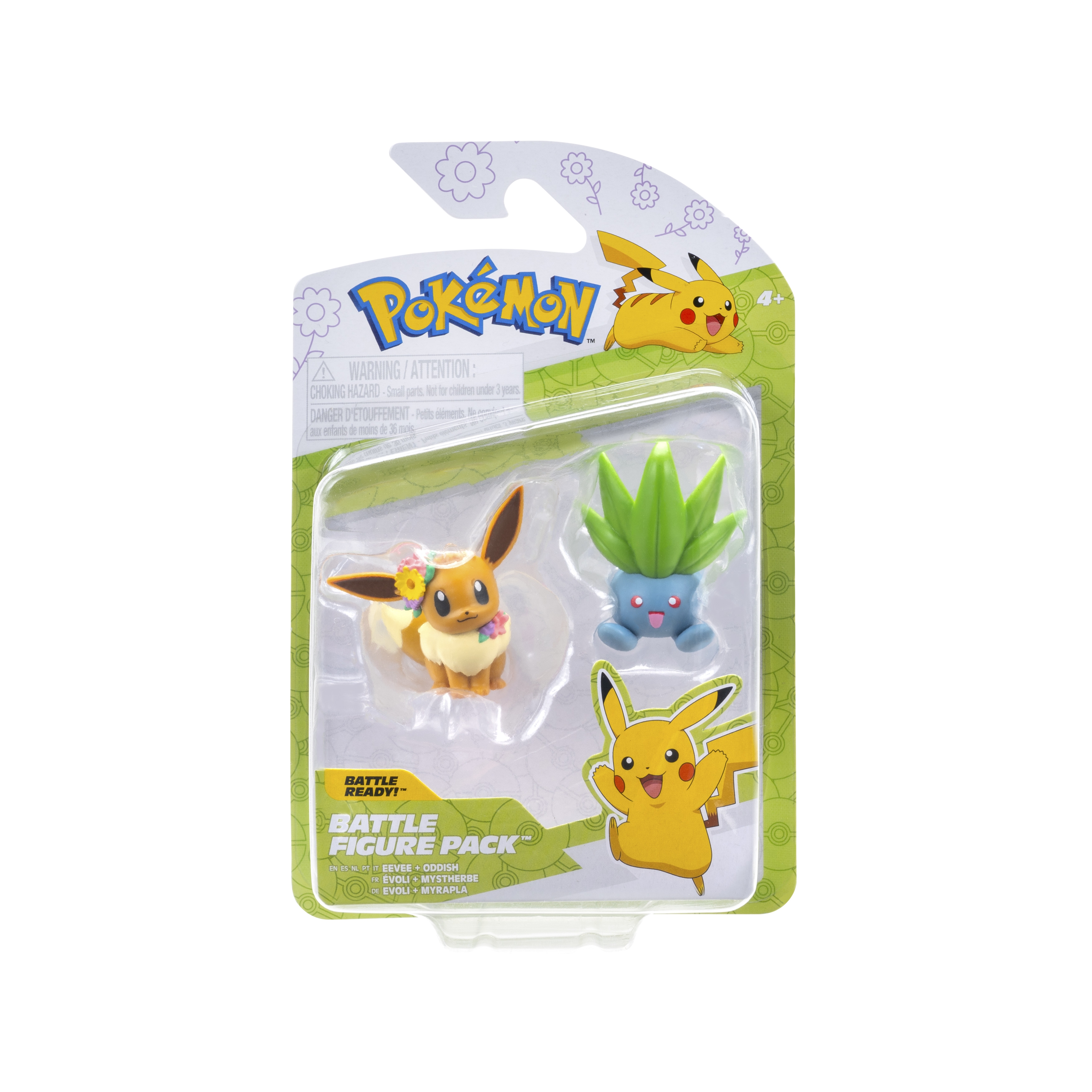 Pokemon Battle Figure Pack mit Evoli, Bisasam und Pikachu Spielzeug.