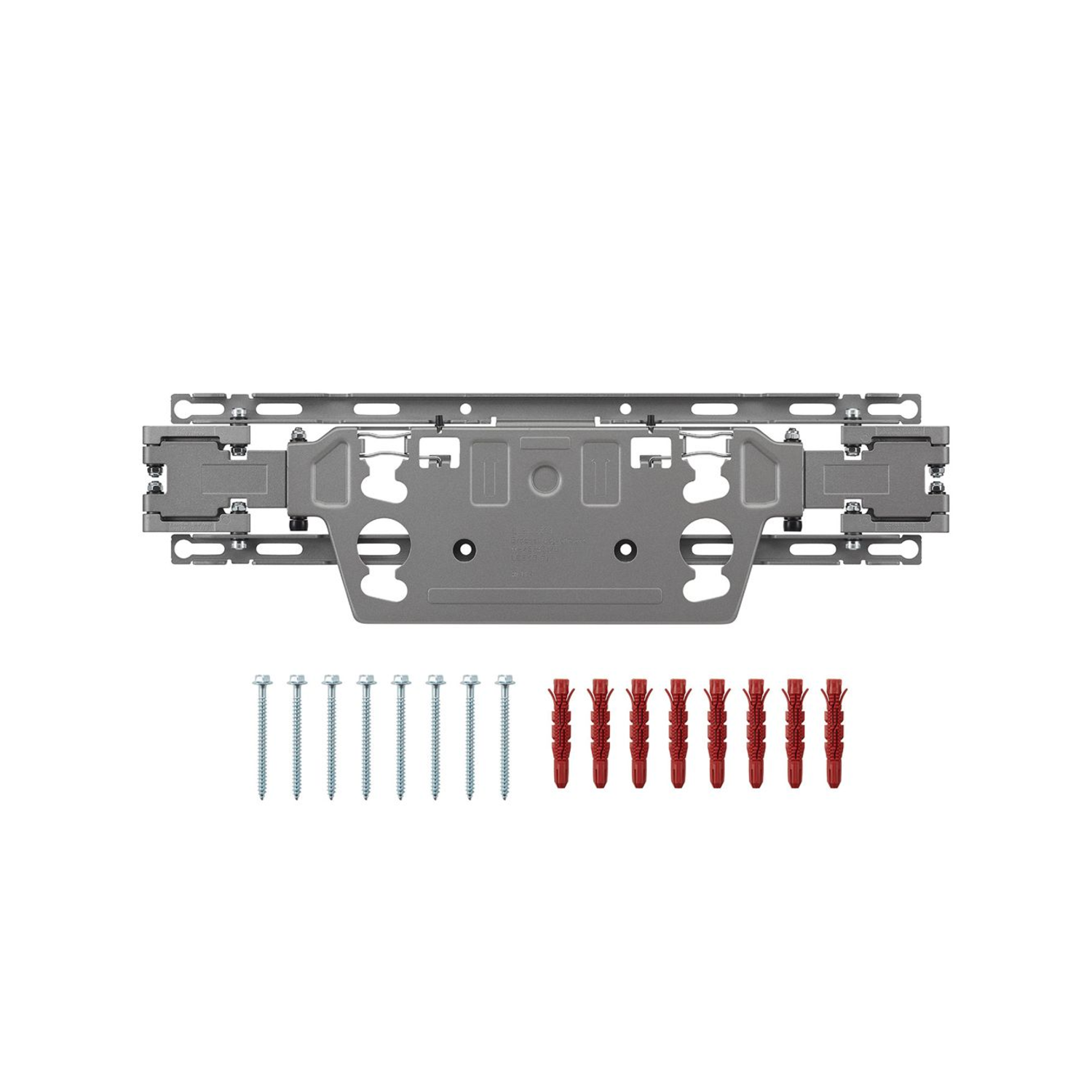 TV mount with screws and red plugs.