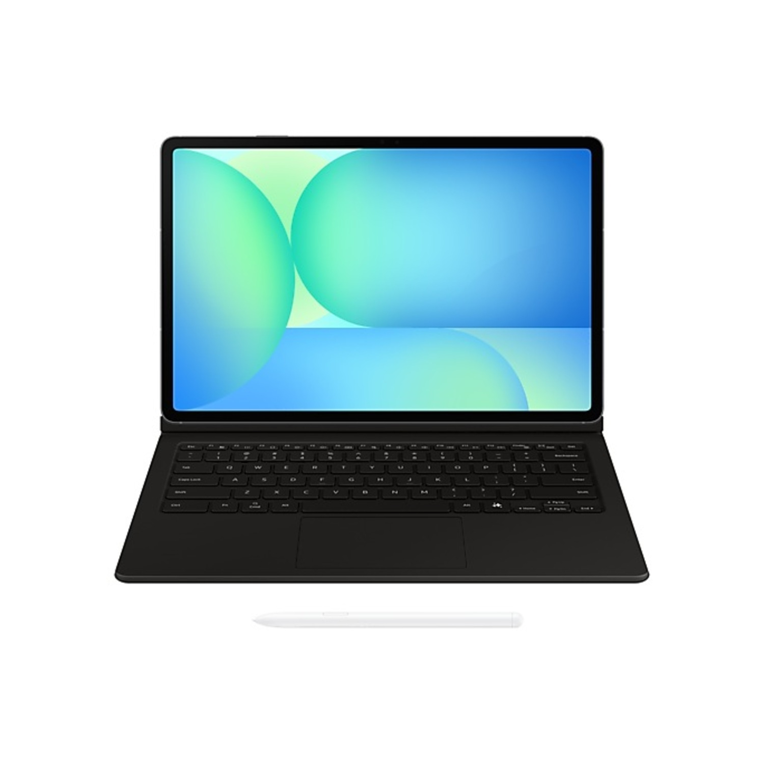 Black tablet with keyboard and pen.