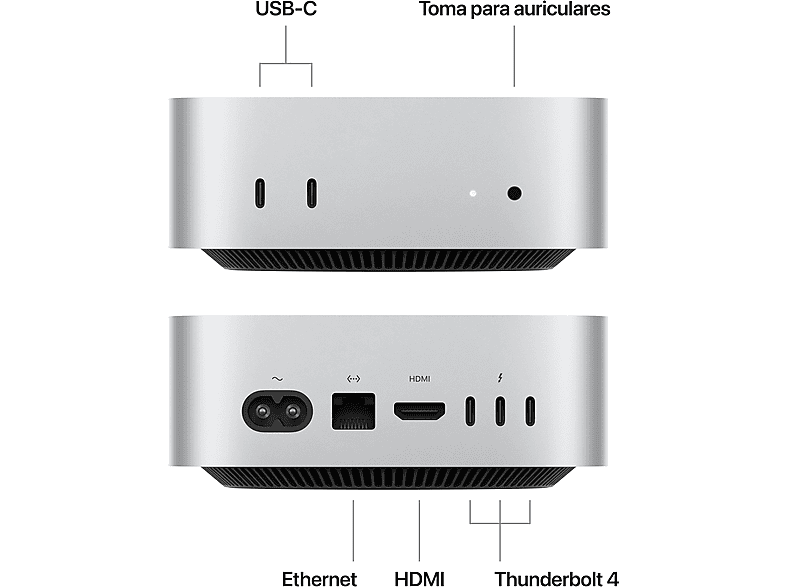 Apple Mac mini (2024) Chip M4, CPU de 10 núcleos, GPU de 10