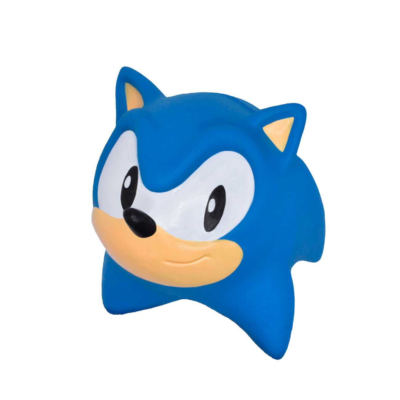 Ein blauer Sonic the Hedgehog-Kopf mit weißen Augen und einer pfirsichfarbenen Schnauze.