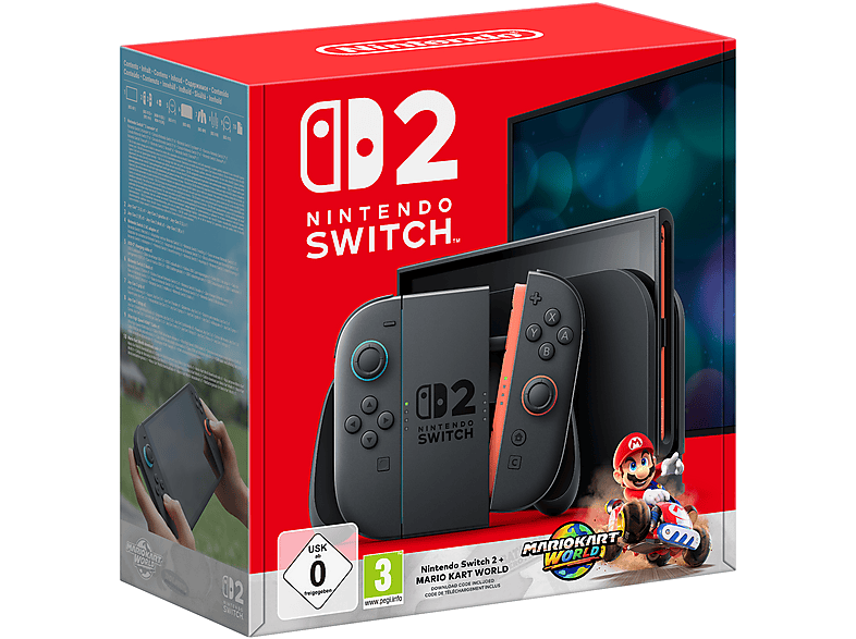 Konsola NINTENDO Switch 2 Black + Mario Kart World (do pobrania) Czarny
