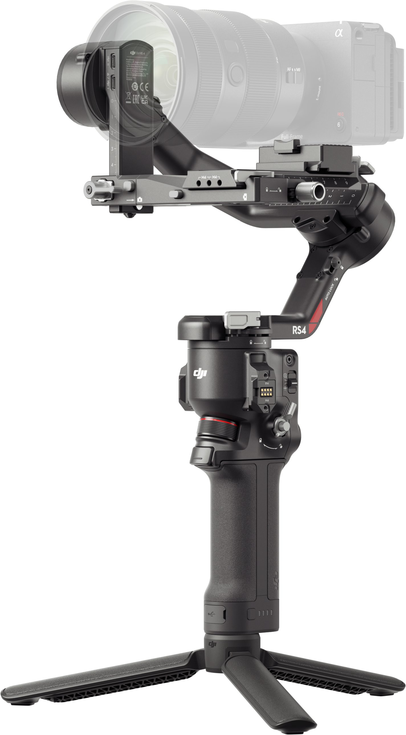 Egy kamera gimbal stabilizátoron, állvánnyal.