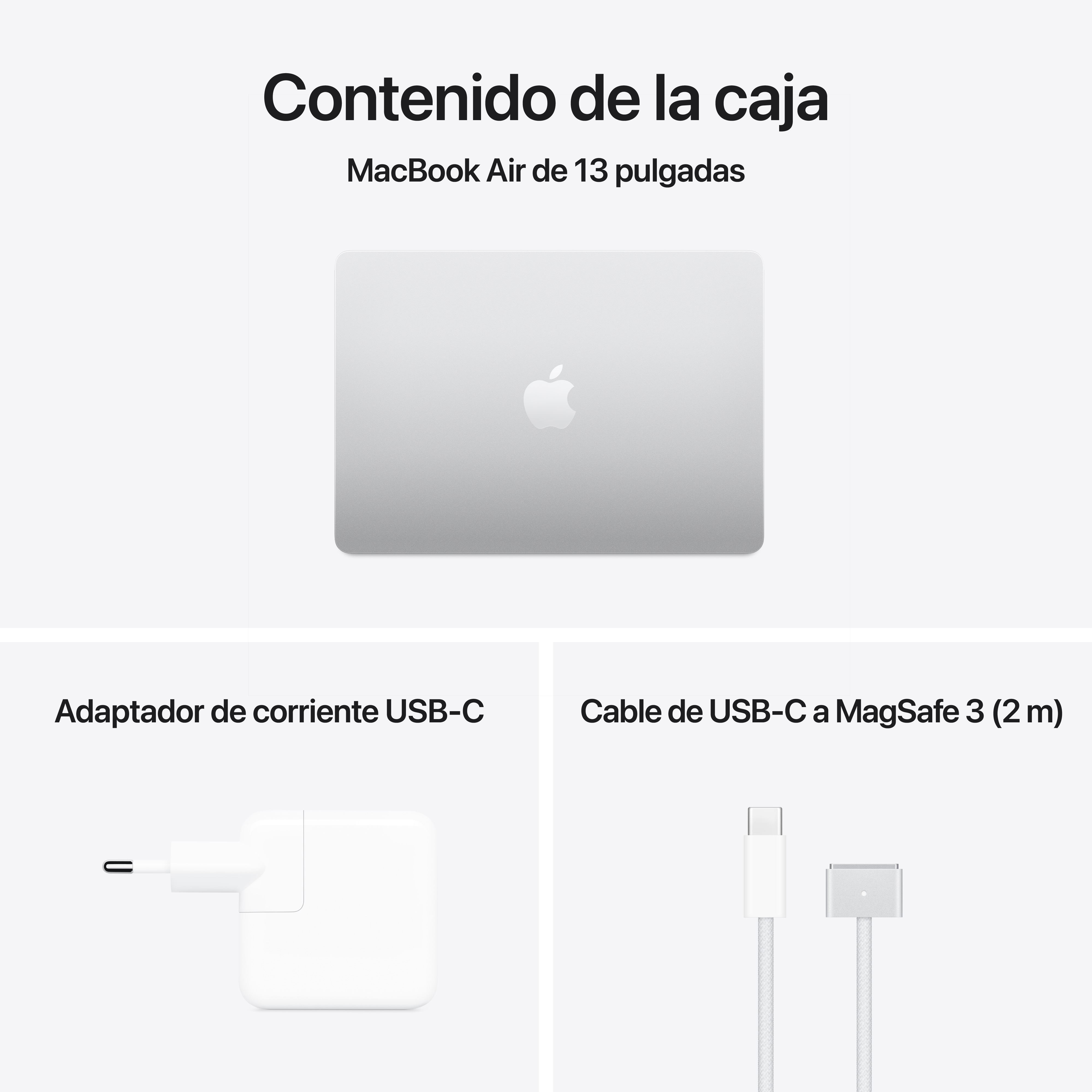Un portátil, un cargador y un cable, todo sobre un fondo blanco.