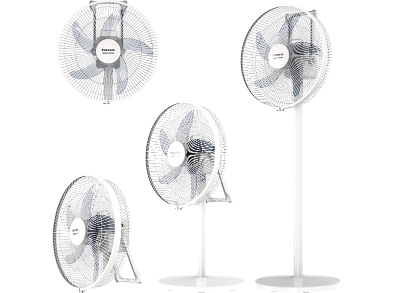 Ventilador de pie - Taurus Boreal 16CR GO, 35W, 4 en 1 pie, Escritorio, Suelo y pared, Batería, Autonomía 8 hrs, 5 velocidades, Blanco