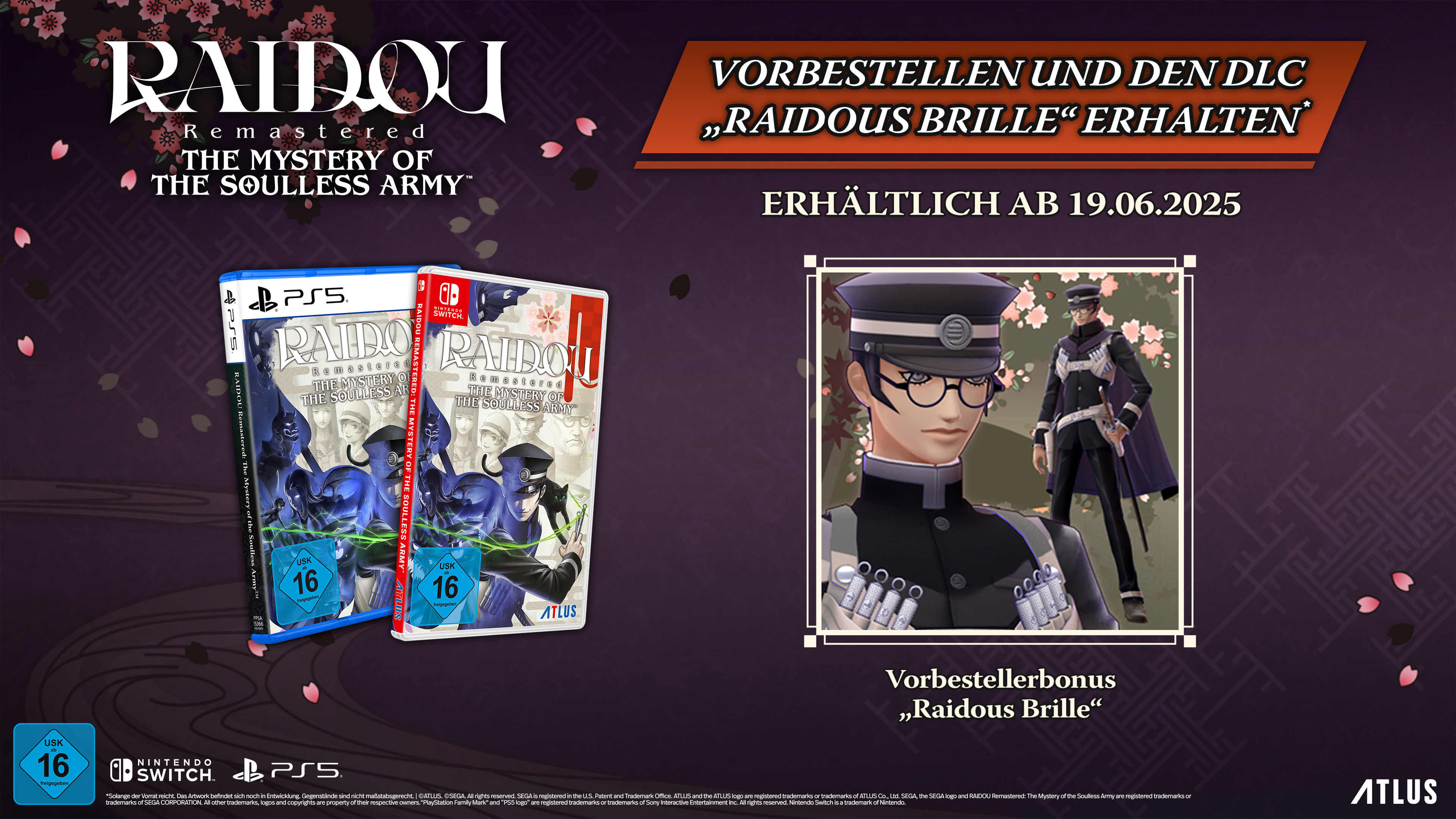 Spielbox-Art: zwei Spielhüllen, eine für Switch und PS5, mit einer Figur mit Brille.