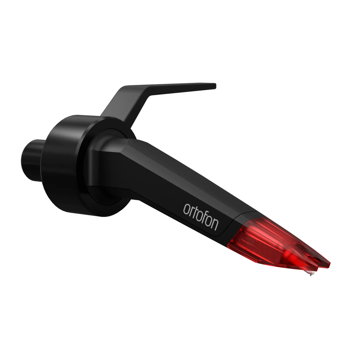 Schwarzer und roter Ortofon-Stift für einen Plattenspieler.