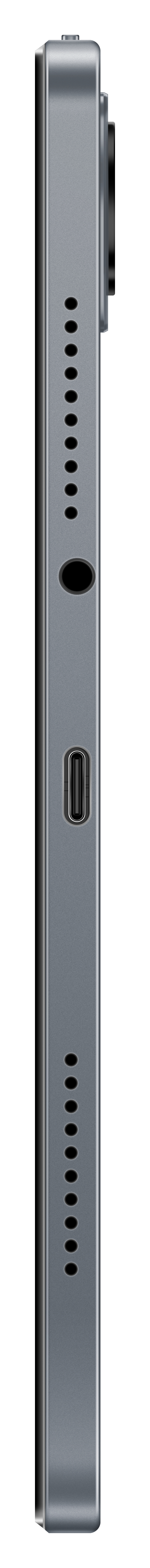 Tablet-Seitenansicht mit Lautsprechern und USB-C-Anschluss.