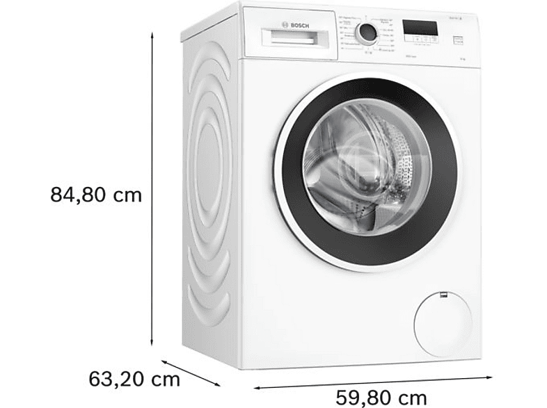 Lavadora carga frontal - Bosch WGE03200ES,Serie 2, 8 kg, 1.200 rpm, 13 programas, Higiene Plus, Motor EcoSilence, Blanco – imagen 2