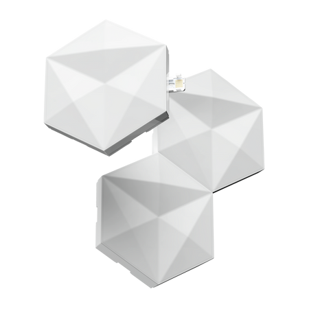 Trzy białe geometryczne kształty połączone na czarnym tle.