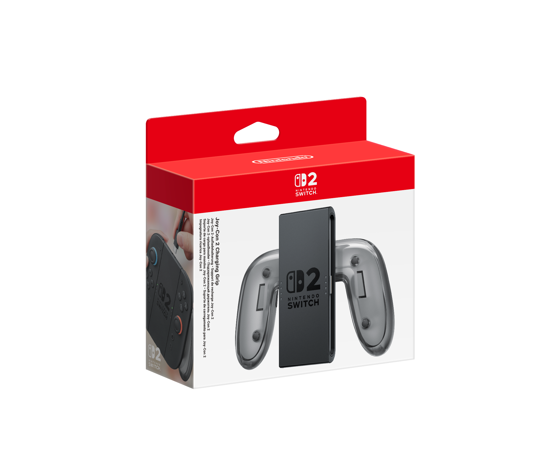 Un soporte de carga Joy-Con de Nintendo Switch en caja.