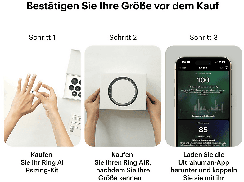 Ultrahuman Ring Air, Größe 13, Matte Grey, Smart Ring — Foto 5 von 5