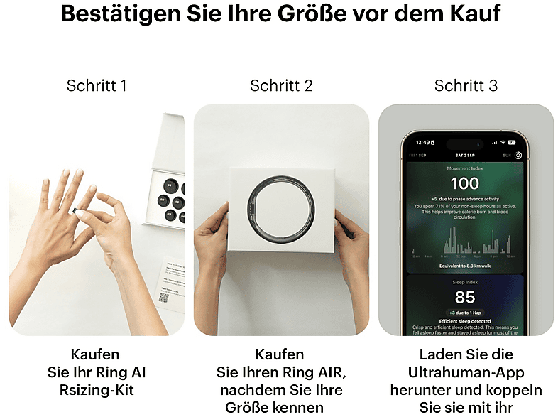 Ultrahuman Ring Air, Größe 14, Raw Titanium, Smart Ring — Foto 5 von 5
