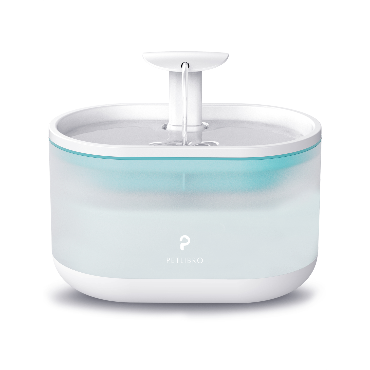 A white and blue Petlibro water fountain for pets.