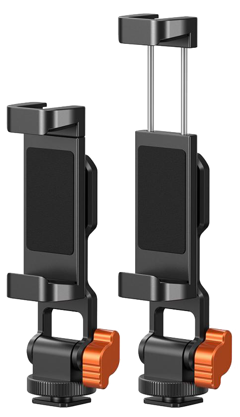 K&F MS18 fém telefon tartó adapter, elforgatható, dönthető, 2 vakupapucs adapterrel