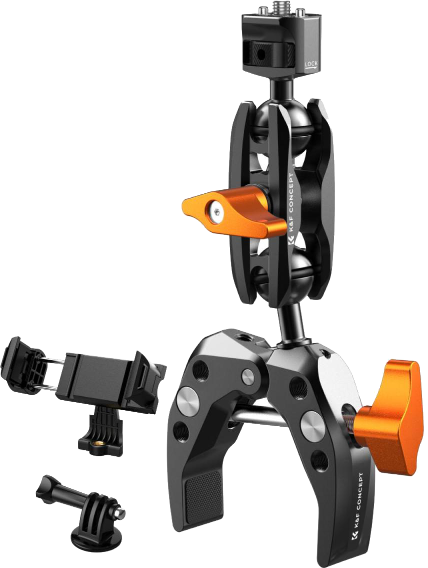 K&F multifunkciós rögzítő bilincs, satu, magic arm, telefontartó adapter, Gopro adapter
