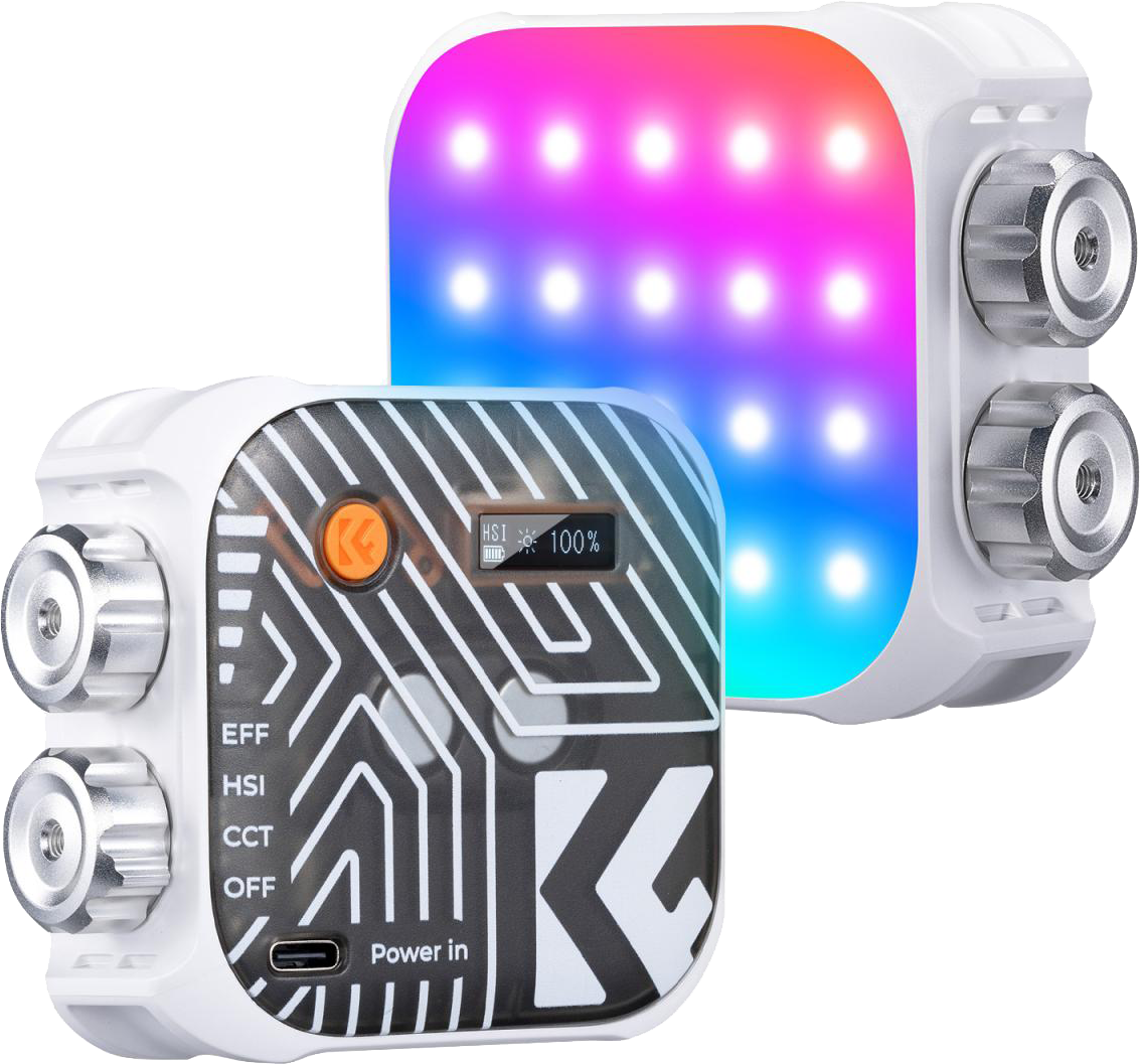K&F RGB LED lámpa, 2500-9900K, CRI 96+, 2000mAh, 21 fényeffekt, fehér