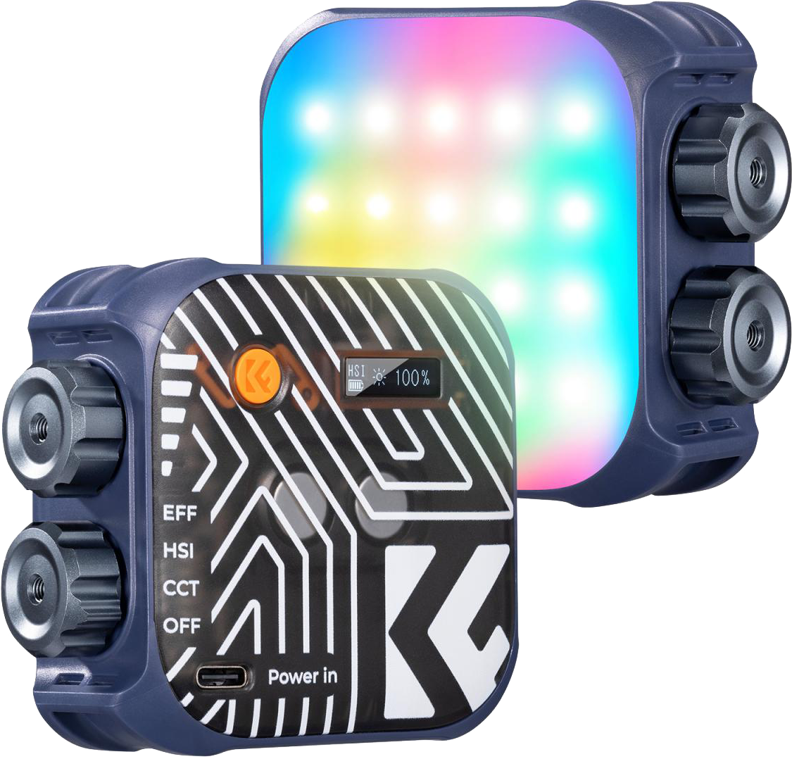K&F RGB LED lámpa, 2500-9900K, CRI 96+, 2000mAh, 21 fényeffekt, kék