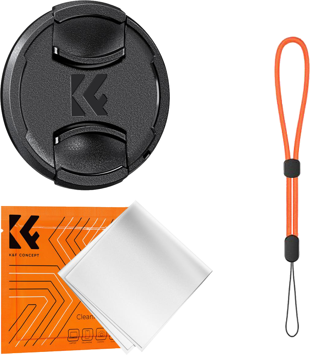 K&F objektívvédő sapka zsinórral + törlőkendő, 49mm