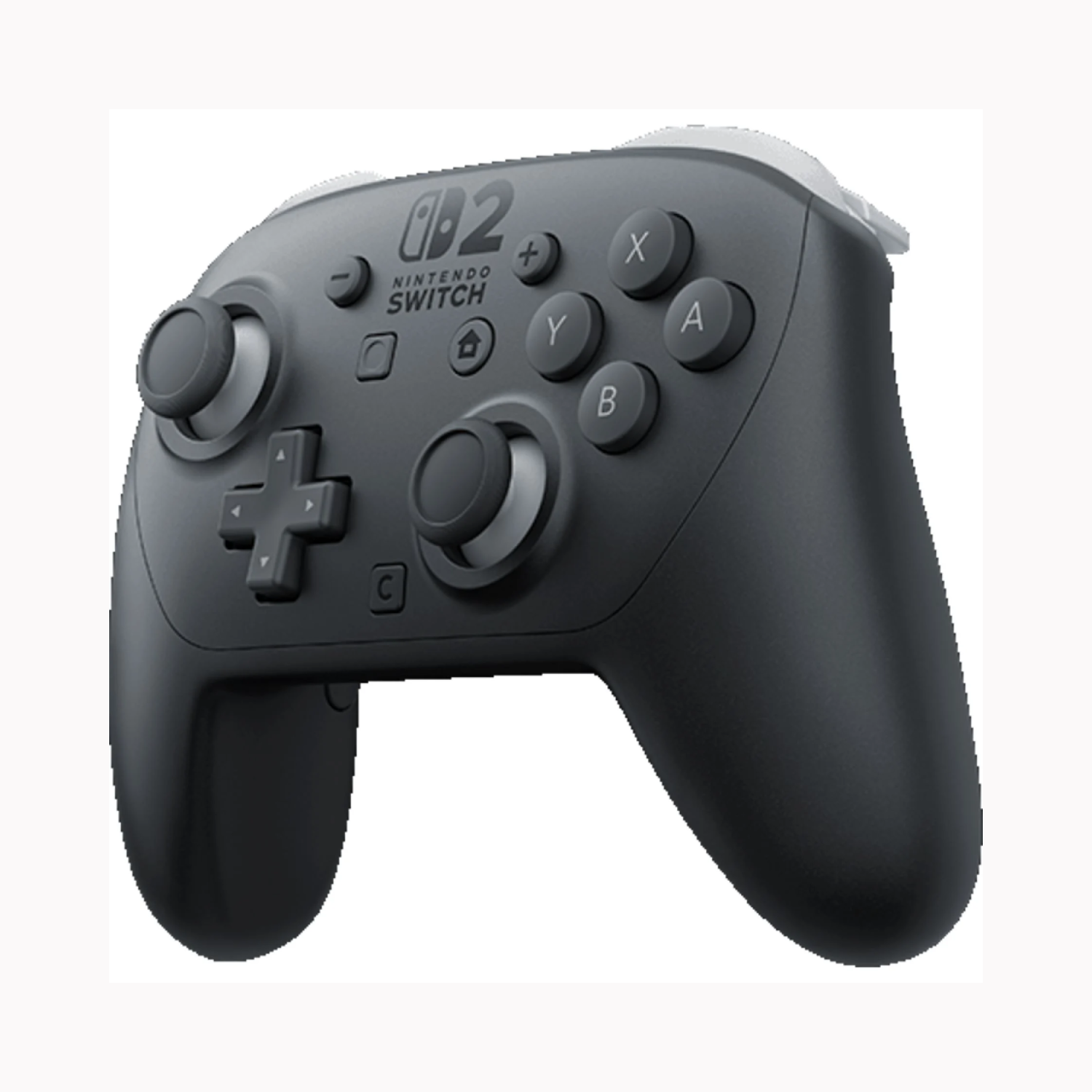 A black Nintendo Switch Pro Controller with buttons and control sticks.