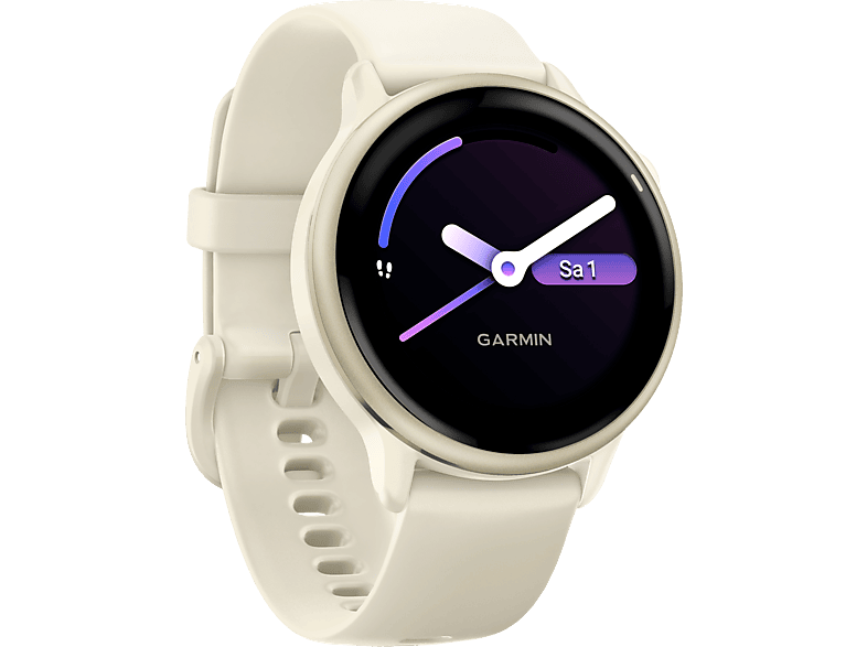 GARMIN vívoactive 6 Fitness Smartwatch Faserverstärktes Polymer Silikon, 125-190 mm, Bone/Lunargold