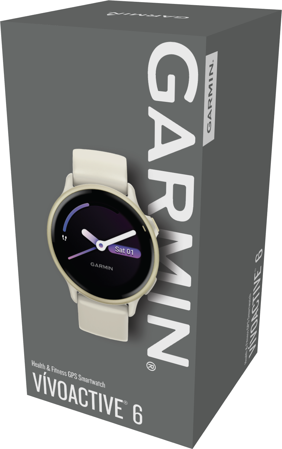 Une montre connectée Garmin Vivoactive 6 en boîte.