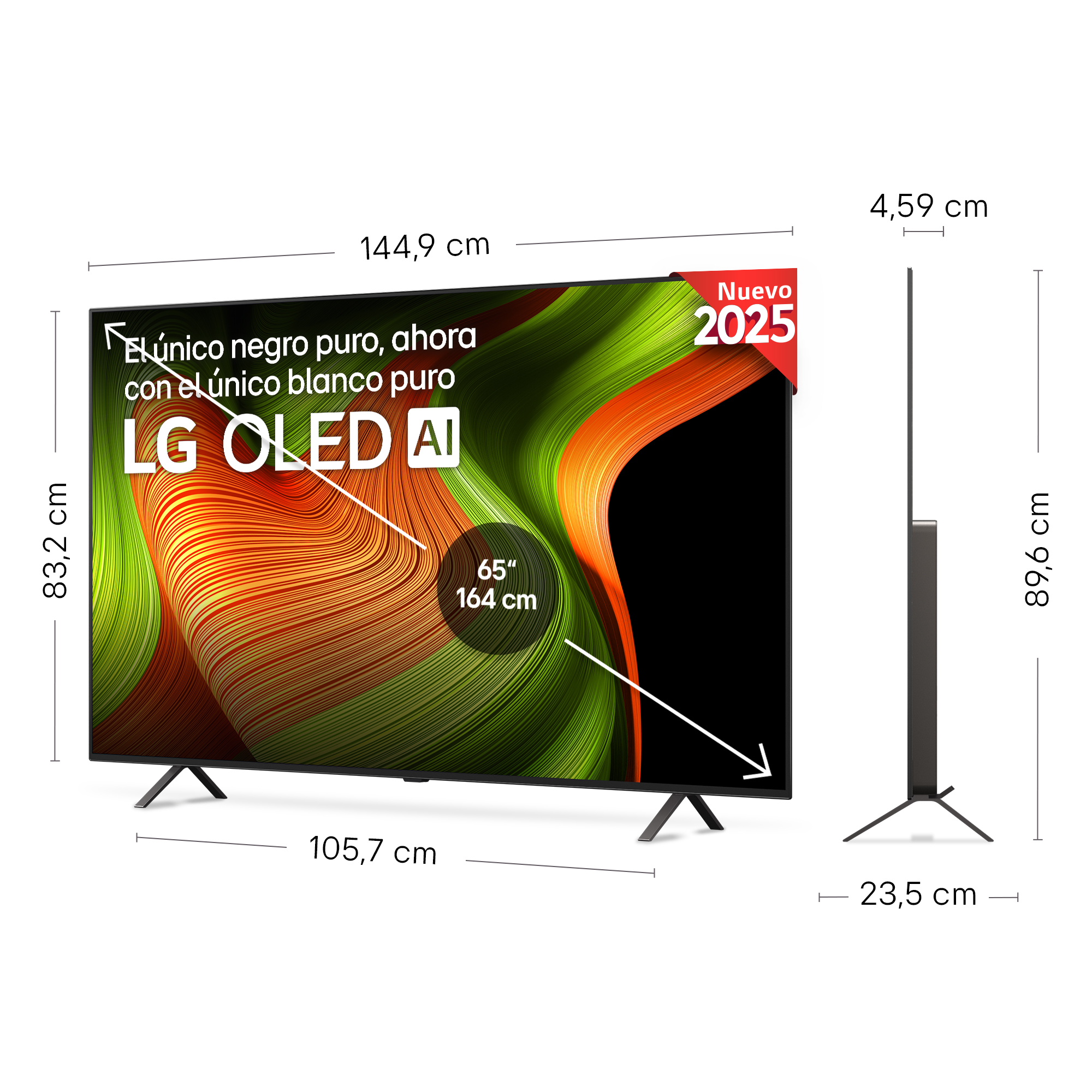 Se muestra un LG OLED AI TV de 65".