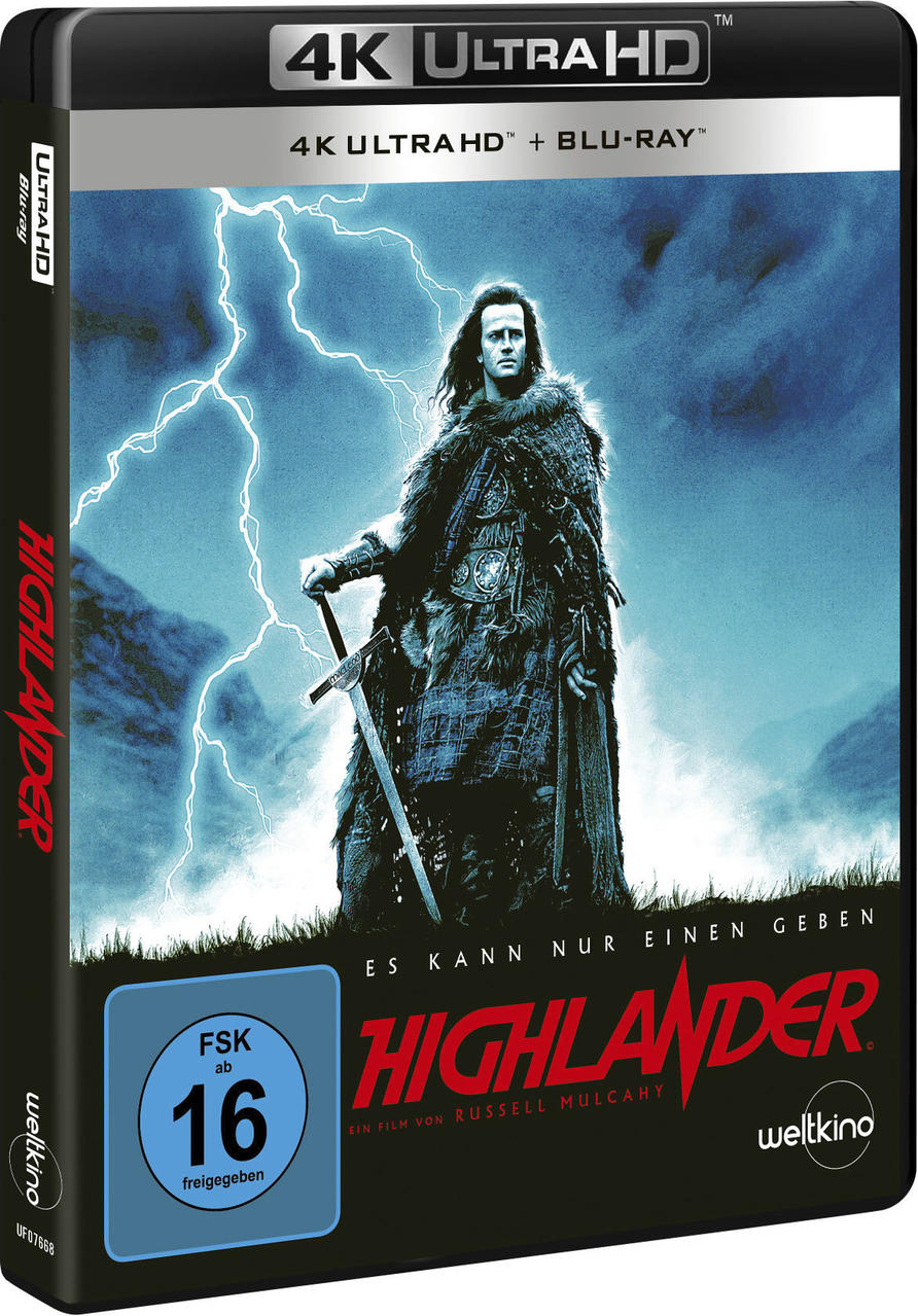 Filmcover mit Mann mit Schwert vor Blitze-Hintergrund.