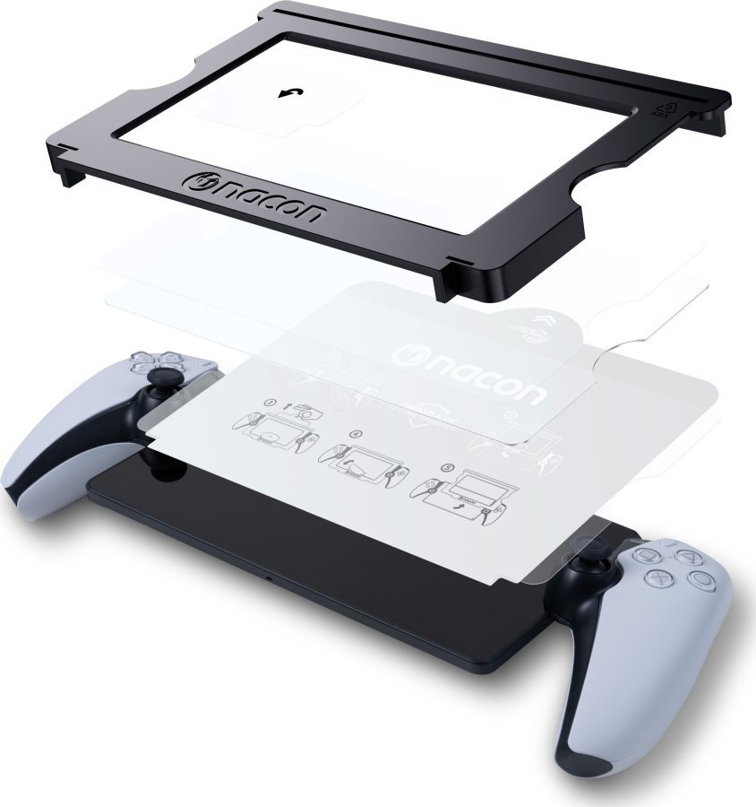 Urządzenie do gier warstwowe z kontrolerem, ochraniaczem ekranu i ramką.