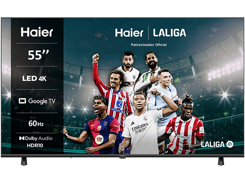 REACONDICIONADO Seminuevo Muy bueno TV LED 55" - Haier H55K85FUX K85F Series, Smart (Google TV), HDR 4K, Direct LED, Dolby Audio, Sin marcos, Negro