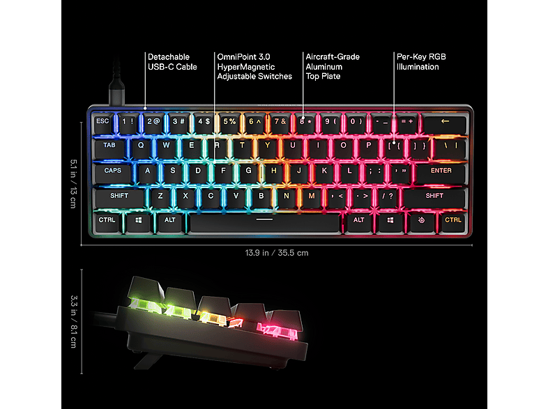 STEELSERIES Apex Pro Mini Gen 3 (disposition DE), Clavier Gaming