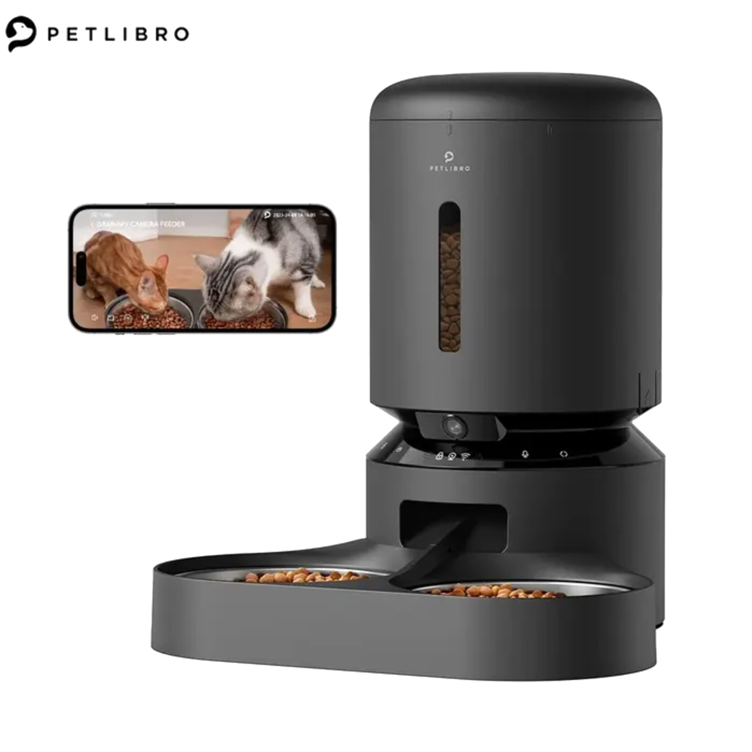 Petlibro Granary Camera Dual Food Tray Black Voedsel Dispenser