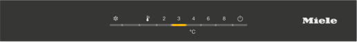 Miele-Anzeige mit Temperaturskala. Die Temperatur ist auf 4 °C eingestellt.