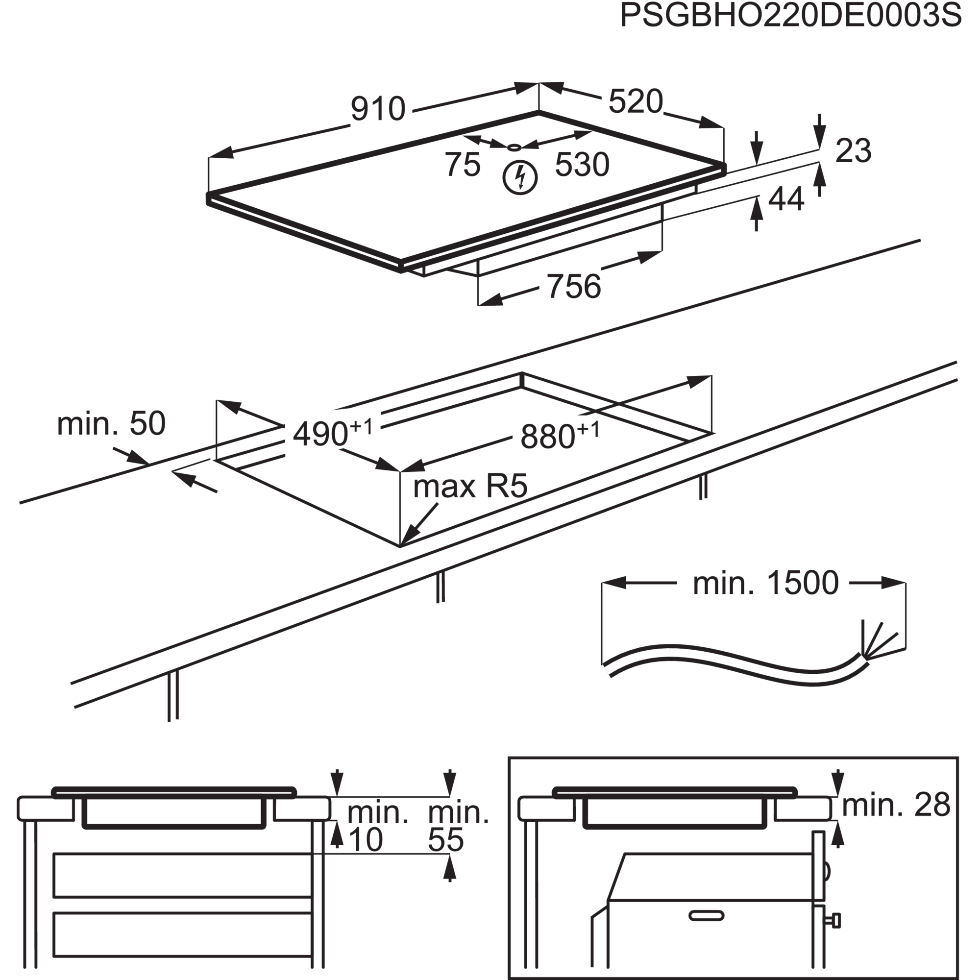 AEG Taque induction TK95II08FB Flex Bridge