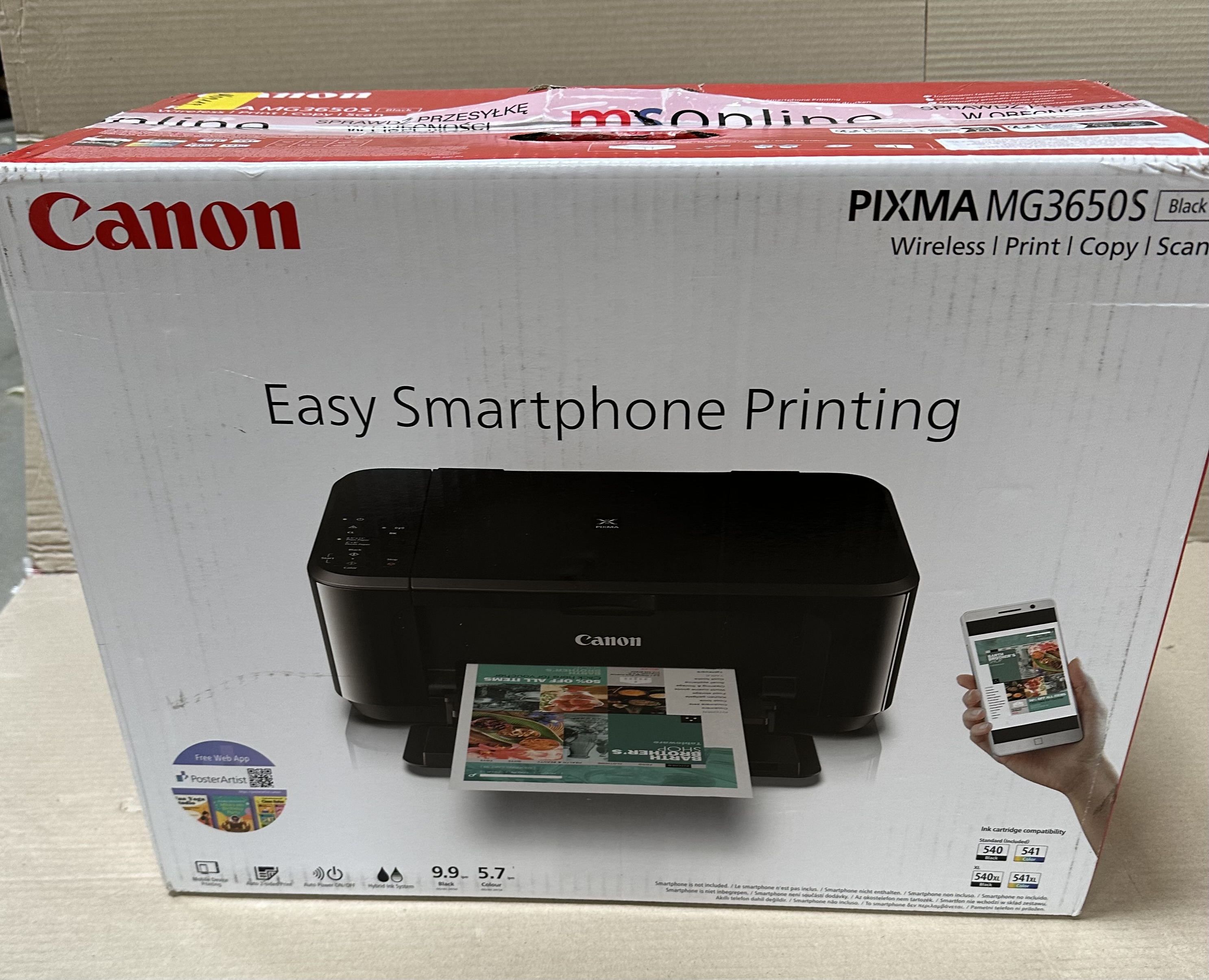 OUTLET Urządzenie wielofunkcyjne CANON Pixma MG3650S Czarny Czarny