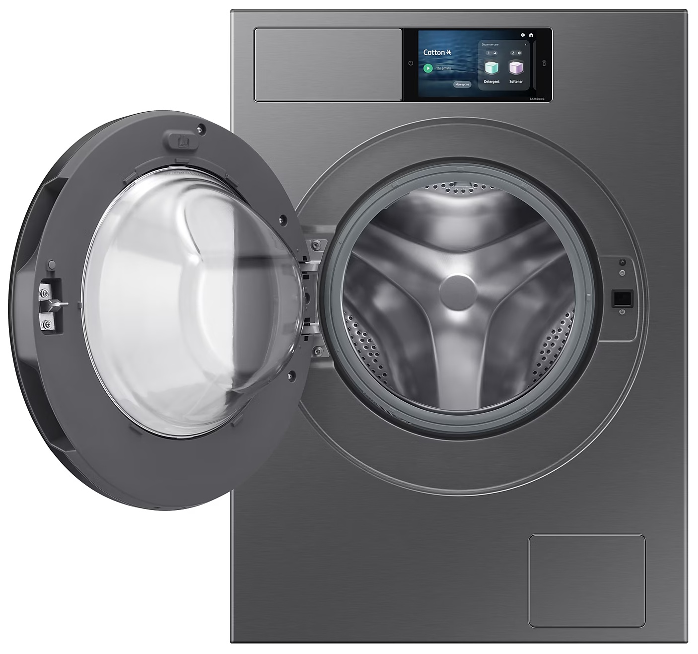 Pralka z otwartymi drzwiami.