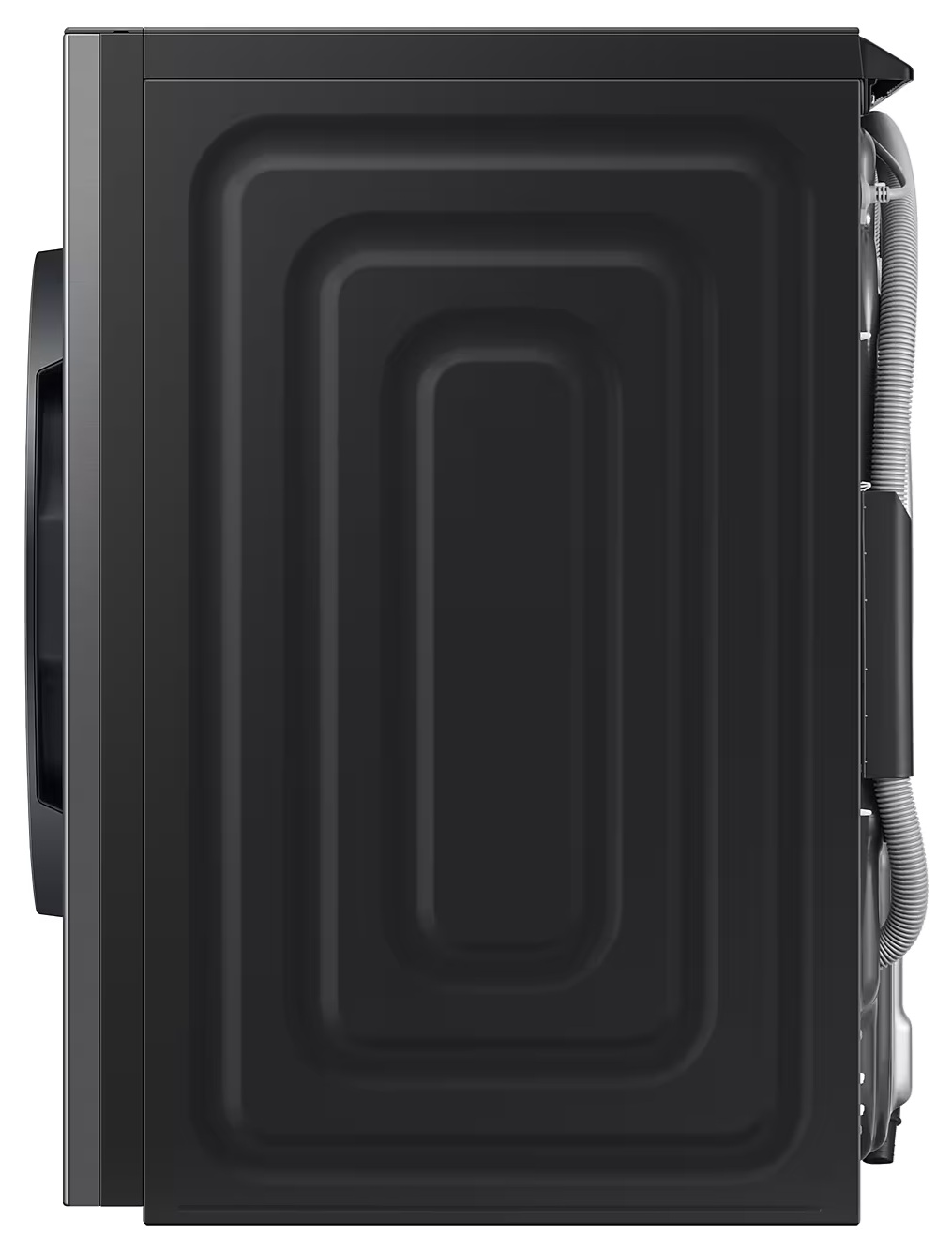 Tył czarnego urządzenia z teksturowaną powierzchnią.